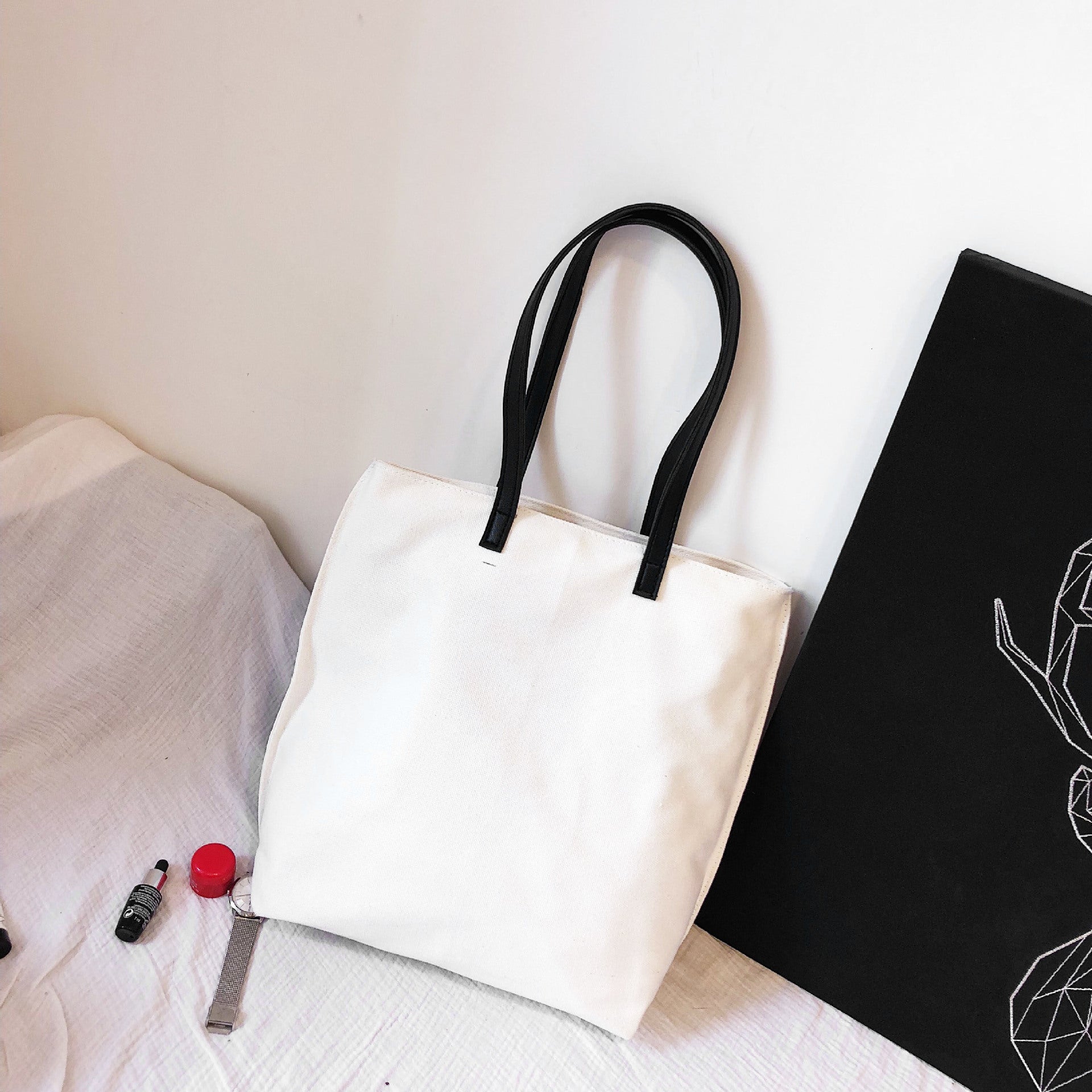 New Bag Autumn And Winter New Trendy Student Class Large Capacity Shoulder Bag Canvas Hand Tote Bag-AURA REGALIA 