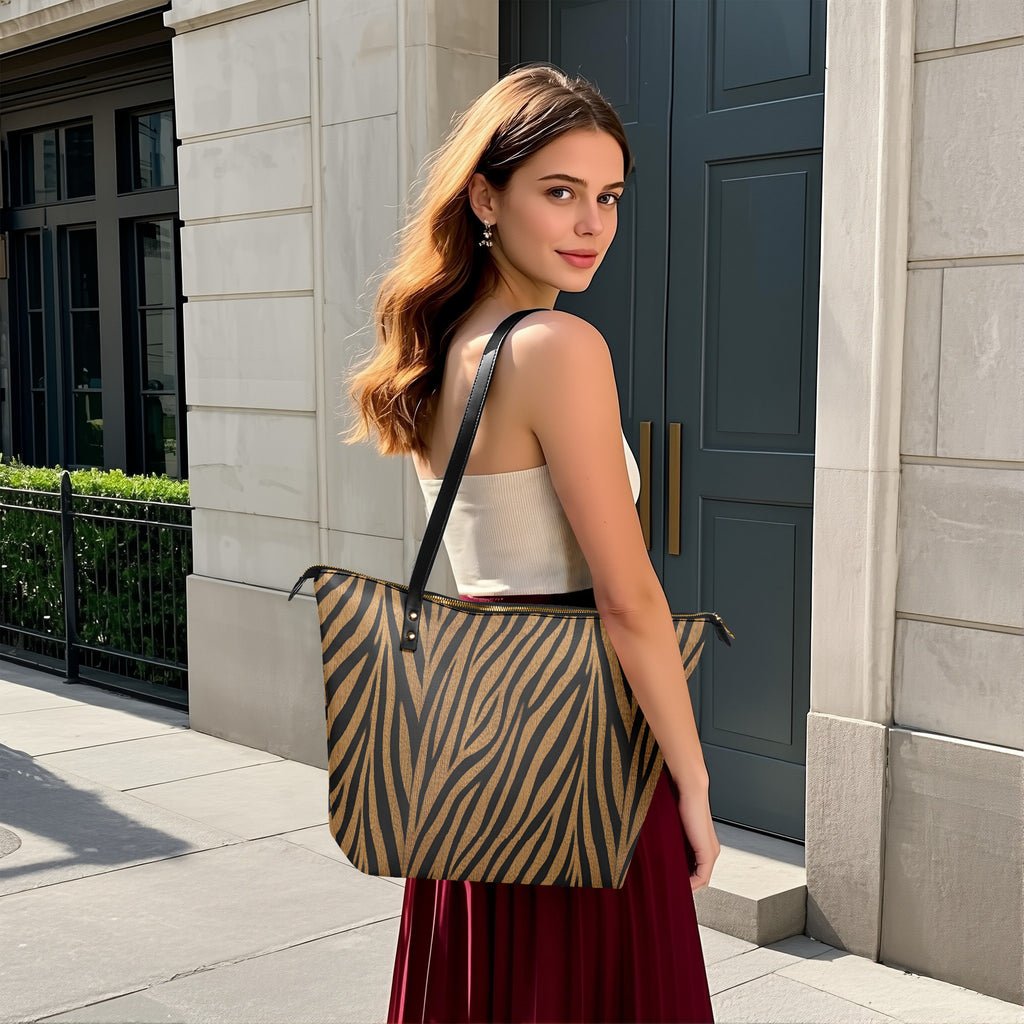 Aura Regalia | Animal Print Roomy PU Tote Bag-AURA REGALIA 