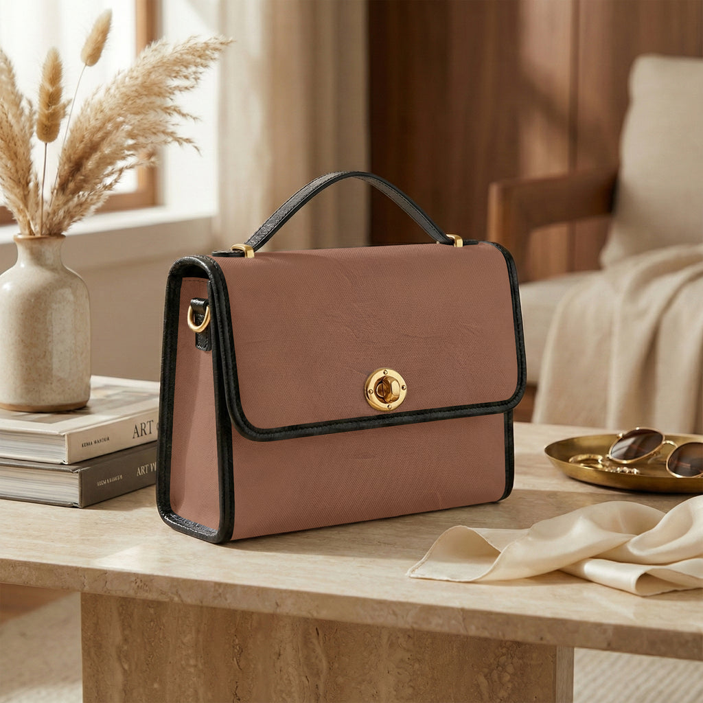 Choco Delight Classic Women's Canvas Satchel Crossbody Bag | Aura Regalia-AURA REGALIA 