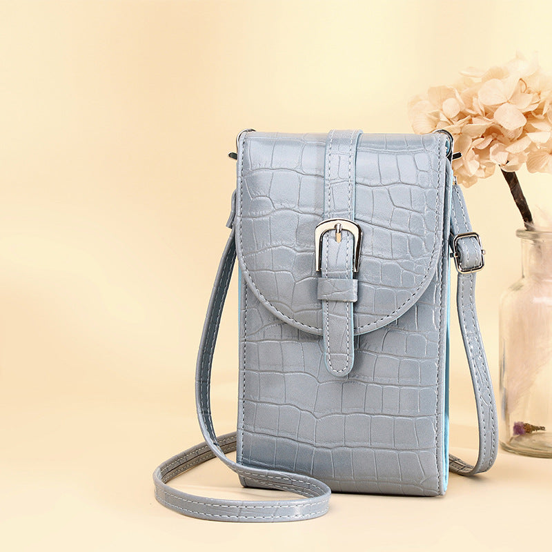 Bag Women's New Messenger Small Square Bag Belt Buckle Shoulder Bag Crocodile Pattern Mobile Phone Bag-AURA REGALIA 