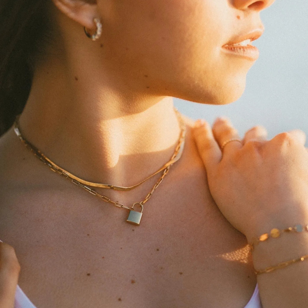 Newport Gold Filled Lock Necklace-AURA REGALIA 