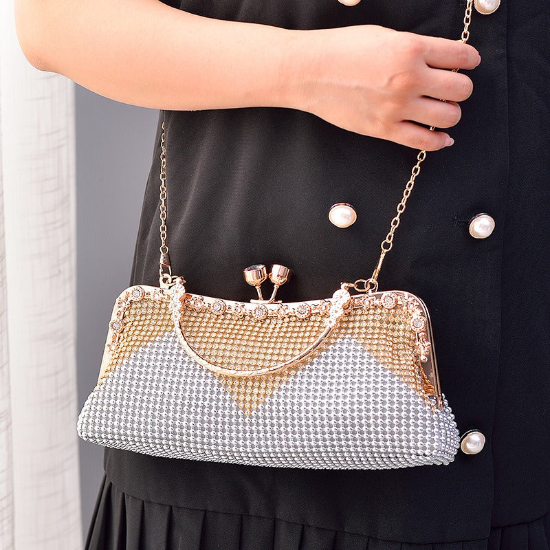 Water Diamond Dinner Bag Celebrity Handheld Bag Fashion Diagonal Straddle Bag New Versatile Evening Dress Bag Girl-AURA REGALIA 