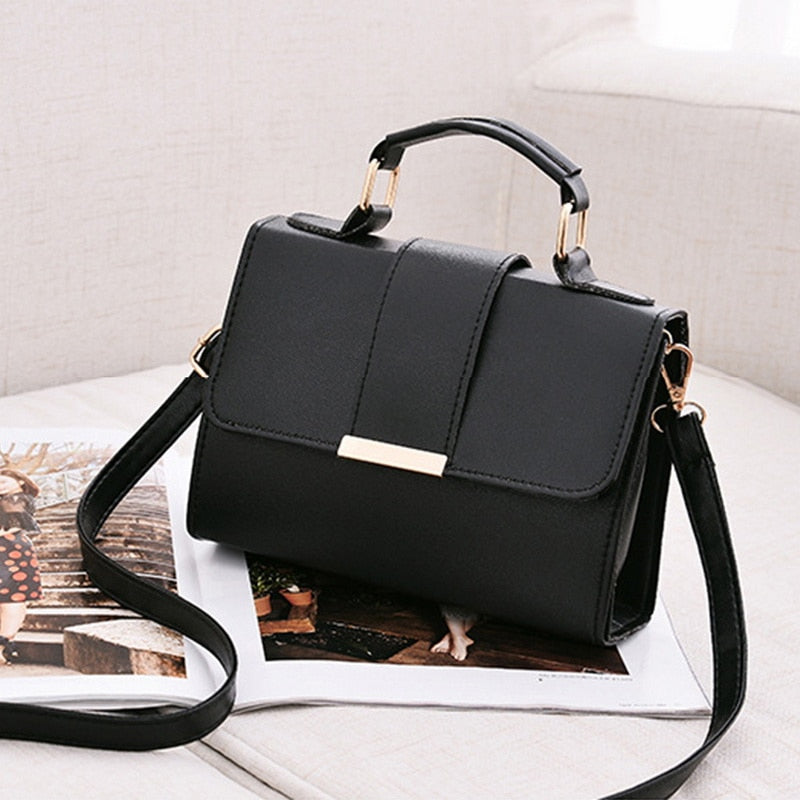 Women Fashion PU Leather Shoulder Small Flap Crossbody Handbags Top Handle Tote  Messenger Bags-AURA REGALIA 