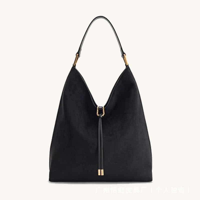 Suede Tote Bag for Women, Large Capacity Commute Crossbody Bucket Bag-AURA REGALIA 