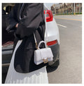 Net Red Small Black Bag Ladies Bag Casual Versatile One Shoulder Messenger Bag Black Crocodile Pattern Small Square Bag-AURA REGALIA 