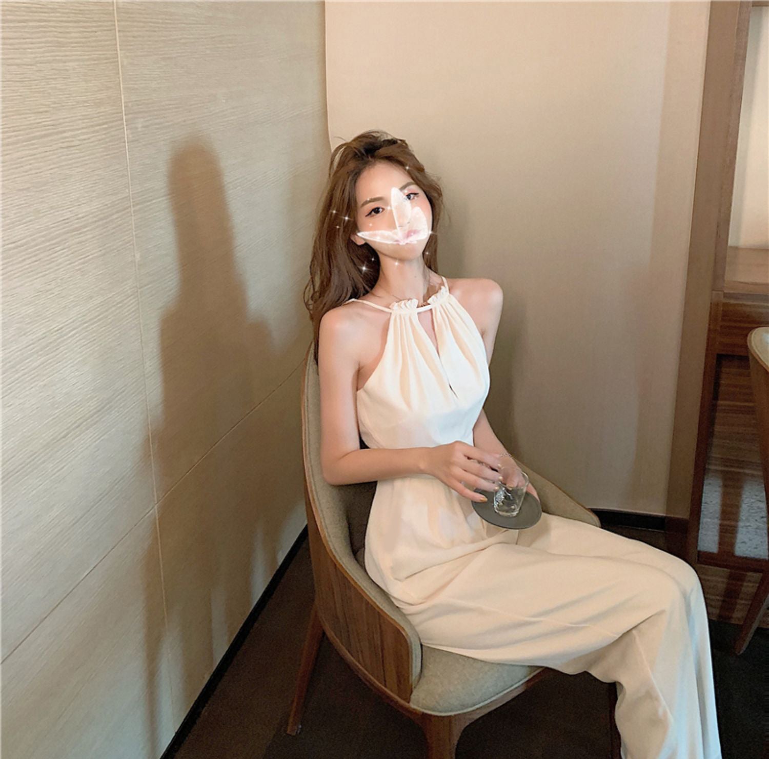 White Jumpsuit Women's Summer Thin Fashion Halter-AURA REGALIA 