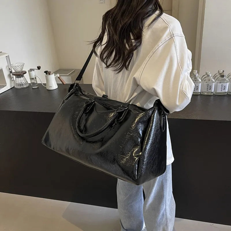 PU Leather Oversize Travel Bag-AURA REGALIA 