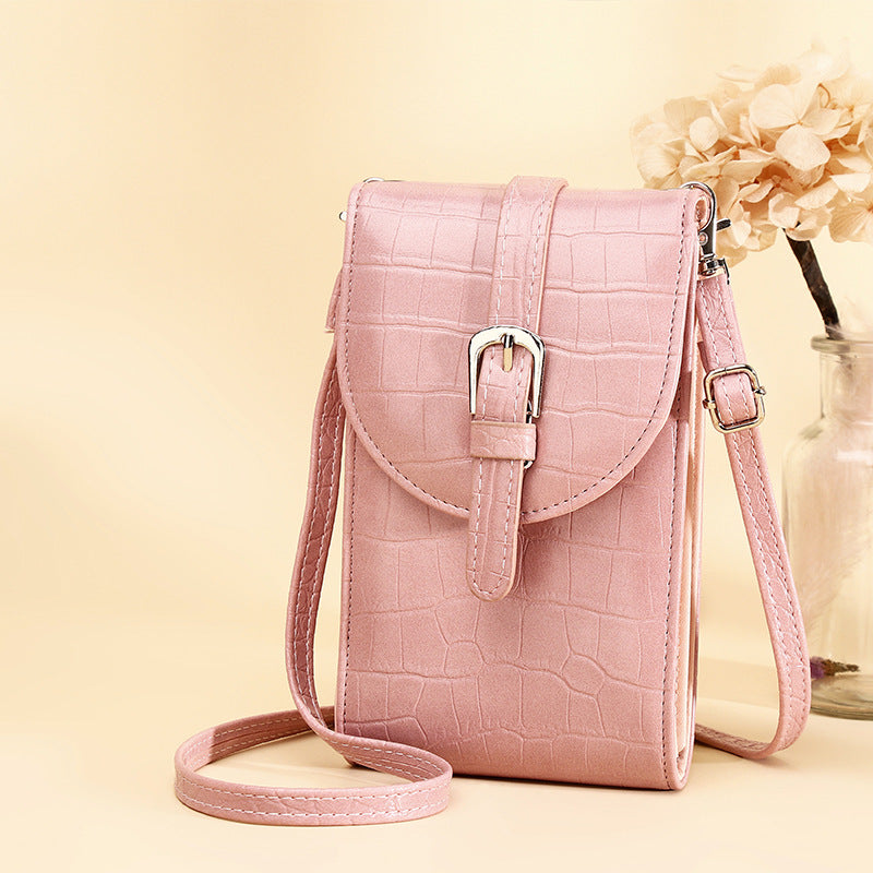 Bag Women's New Messenger Small Square Bag Belt Buckle Shoulder Bag Crocodile Pattern Mobile Phone Bag-AURA REGALIA 