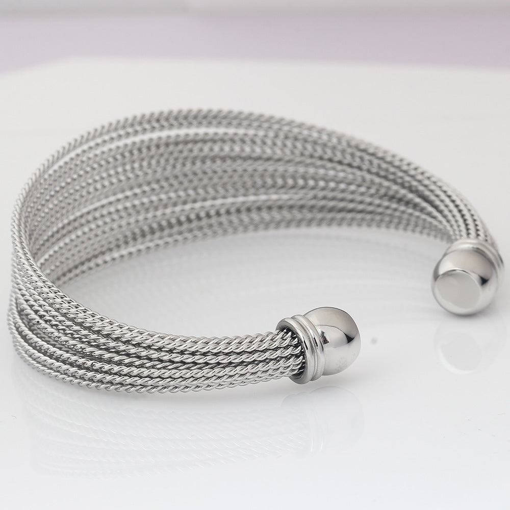 Stainless steel strand combination opening bracelet-AURA REGALIA 