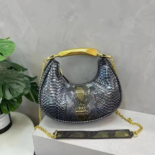 New Textured Crossbody Bag Women's Cross-border Shoulder Bag Crocodile Pattern Underarm Bag Personalized Design Bag