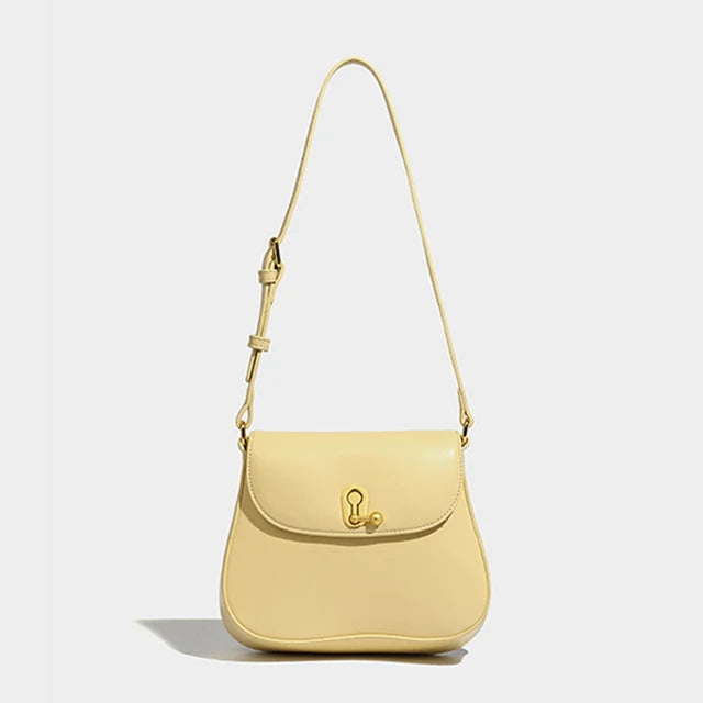 Vintage Elegant Women Flap Purse Shoulder Bags PU Leather Small Tote Handbag Simple Design Crossbody Bag Solid Color