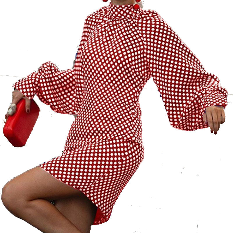 New Fashion Polka-dot Print Dresses For Spring And Autumn-AURA REGALIA 