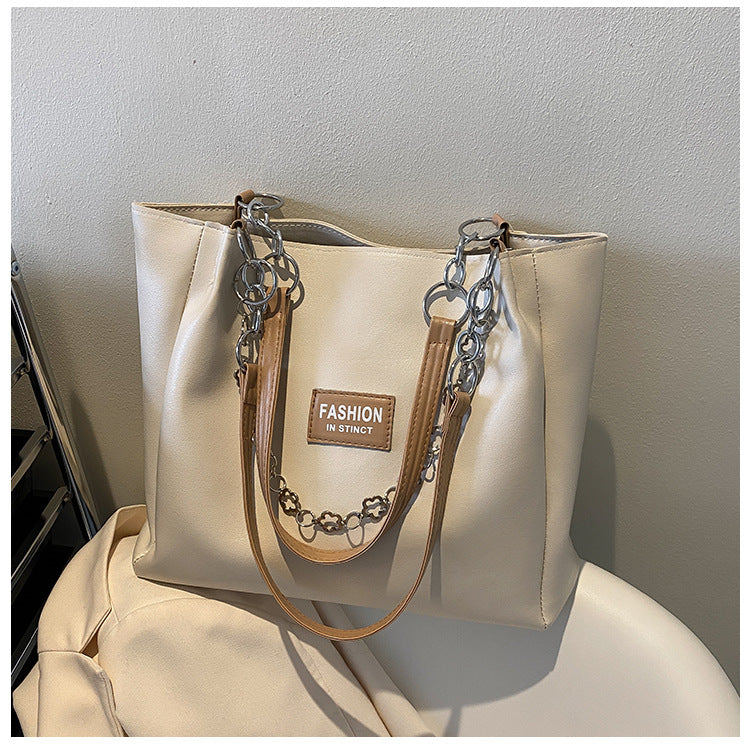 High Quality Large Bag Women's New Korean Version Large Capacity PU Soft Leather Shoulder Bag Chain Commuter Tote Bag