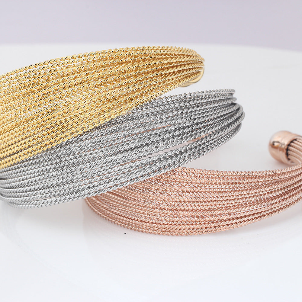 Stainless steel strand combination opening bracelet-AURA REGALIA 