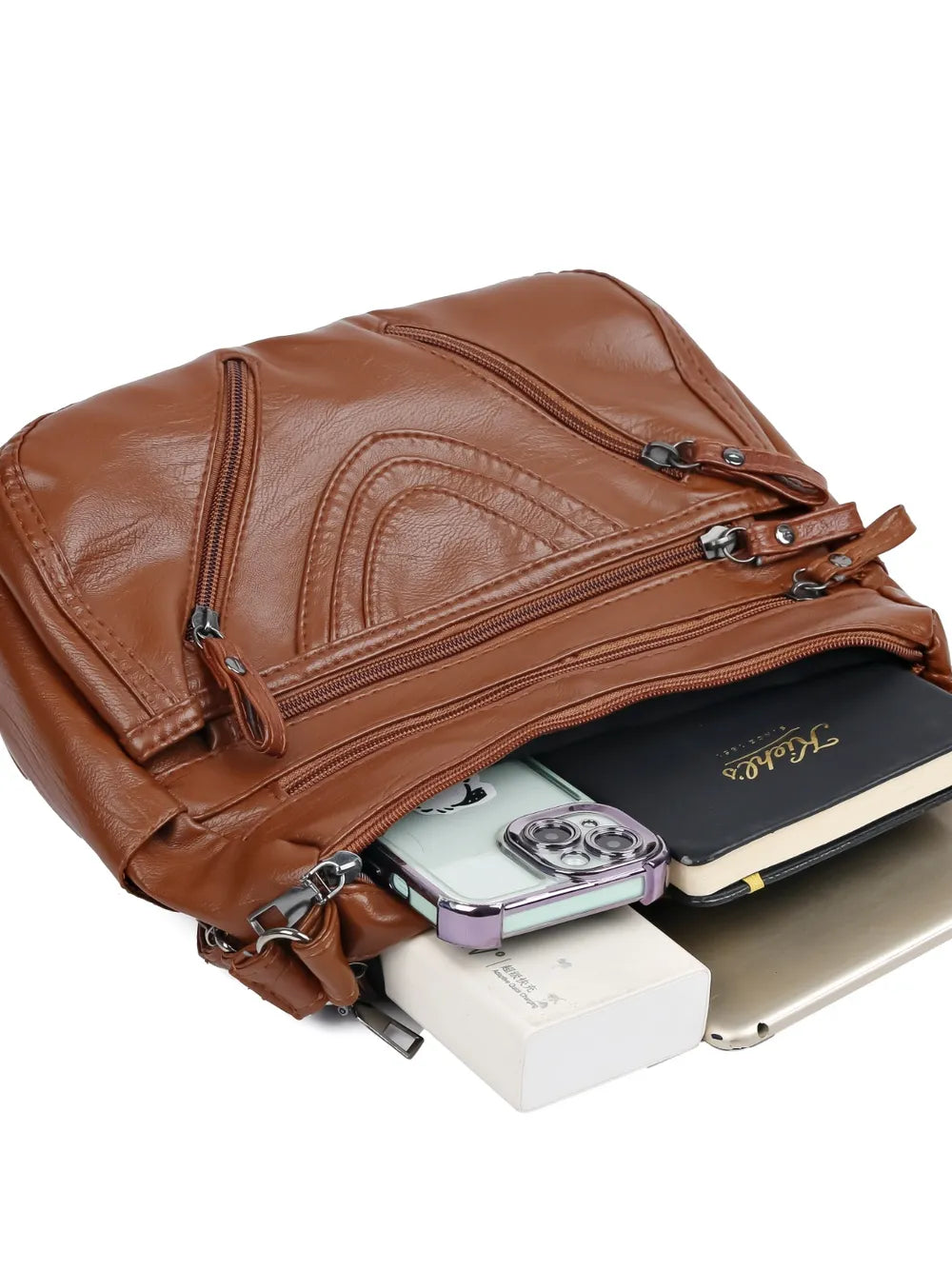 PU Multi-Compartment Crossbody Bag-AURA REGALIA 