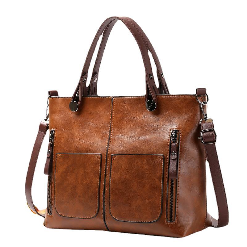 European and American fashion shoulder bag for women large capacity retro women's tote bag simple diagonal cross bag-AURA REGALIA 
