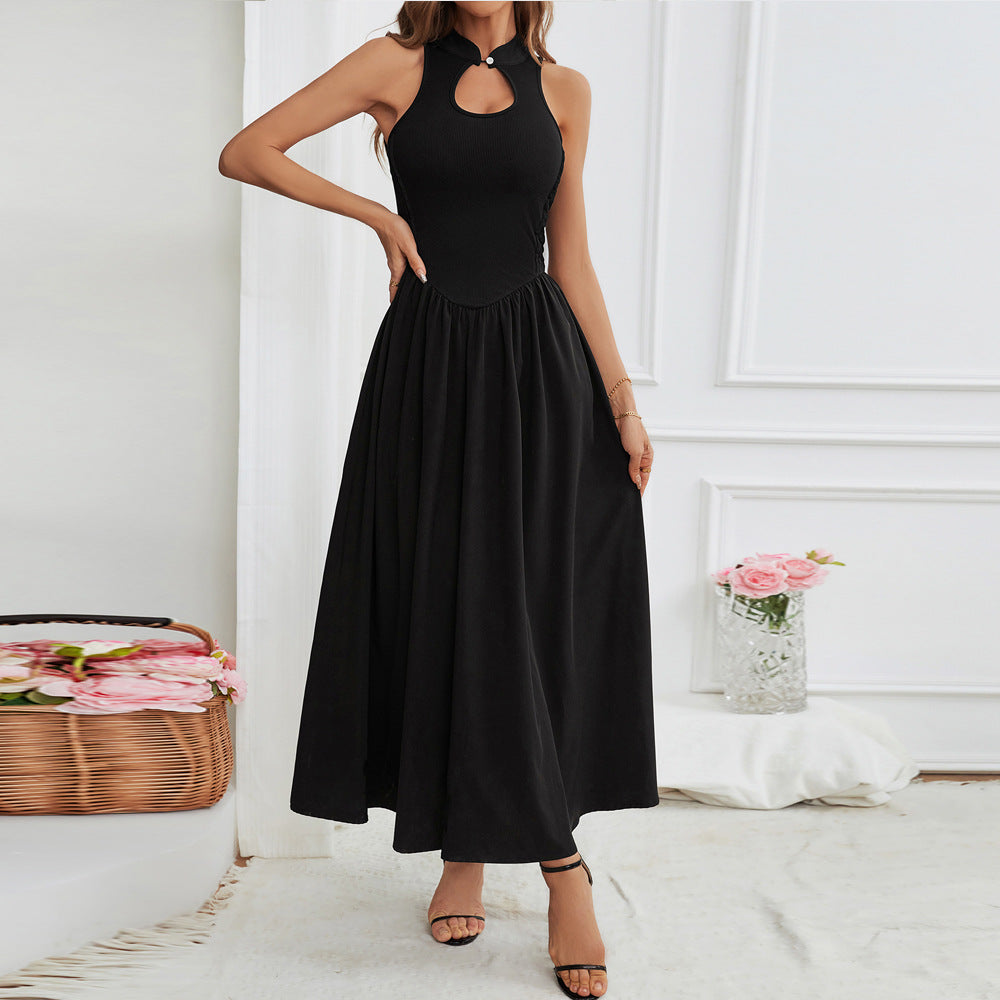 Sexy half-tall non-cufflinked dress, Opened back