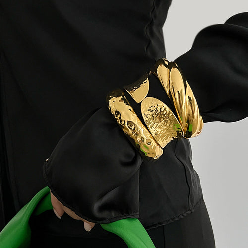 Advanced round smooth bracelet with fashionable irregular metallic feel Bracelet