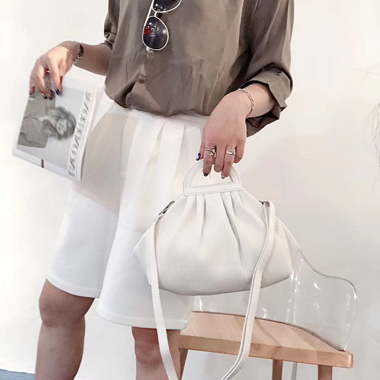 Women Pleated Dumpling Top Handle Purse