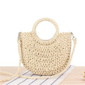 Yogodlns Handmade Half-Round Rattan Woven Straw Bag Summer Women Messenger Crossbody Bags Girls Small Beach Handbag-AURA REGALIA 
