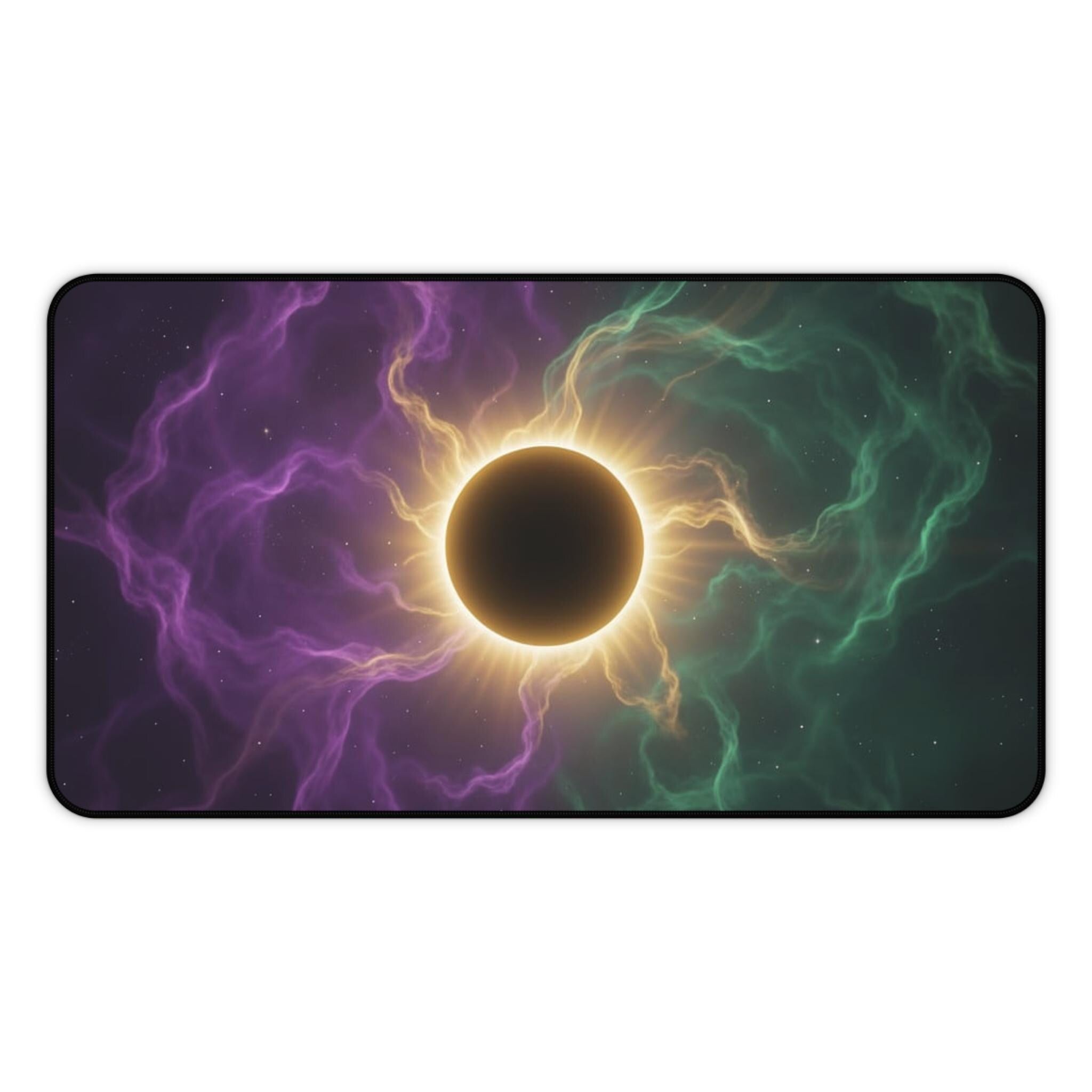 Solar Eclipse Nebula Desk Mat | Cosmic Galaxy Mousepad