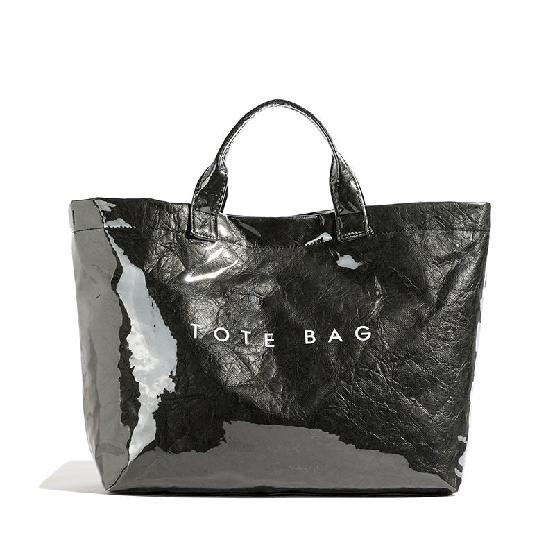 Vintage PVC tote with DuPont lettering. Simple, transparent, large - capacity handbag