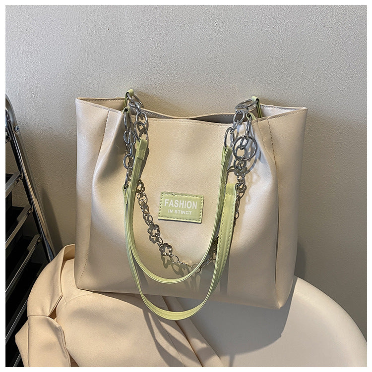 High Quality Large Bag Women's New Korean Version Large Capacity PU Soft Leather Shoulder Bag Chain Commuter Tote Bag