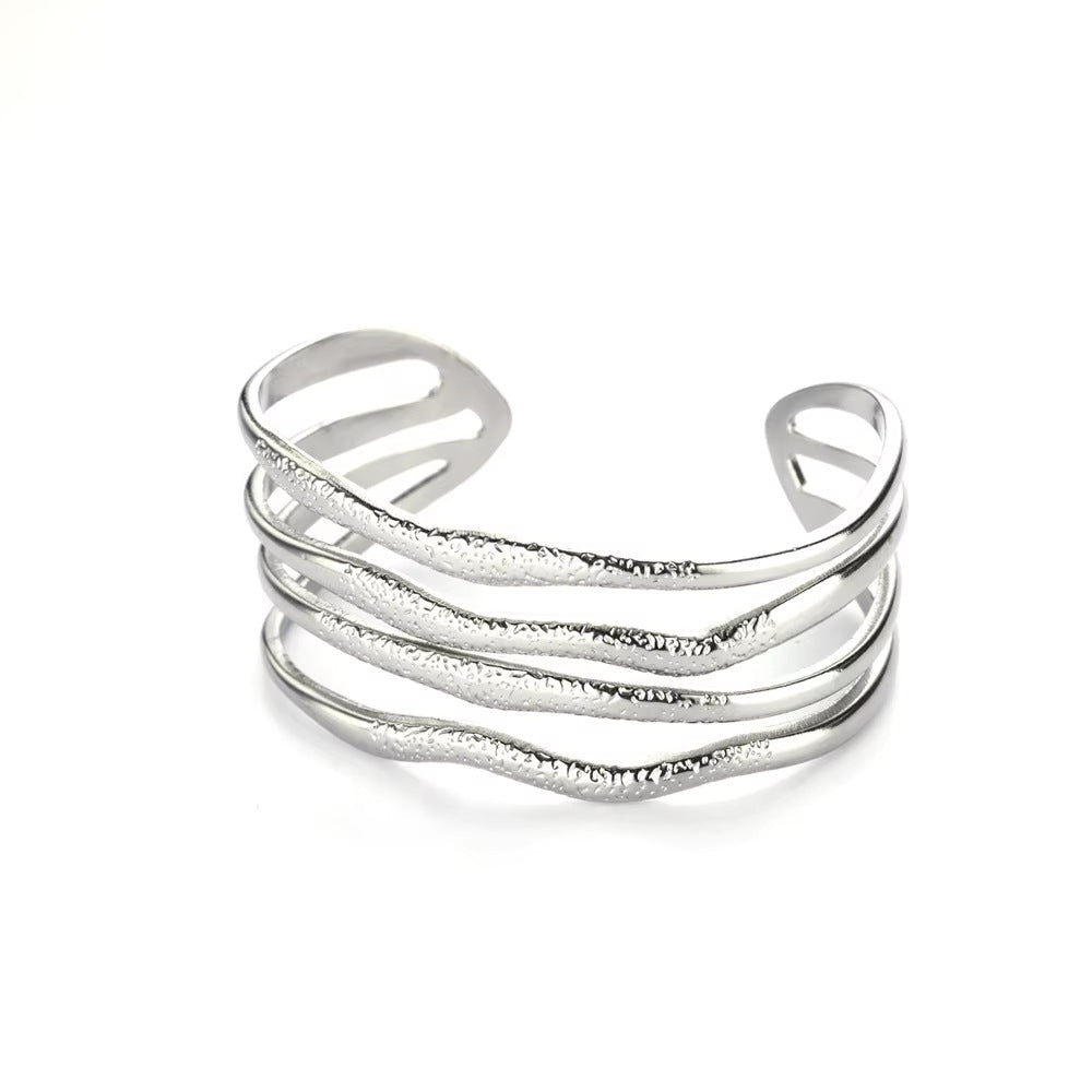 Womens Luxury High-end C-shaped Geometric Open Bangle