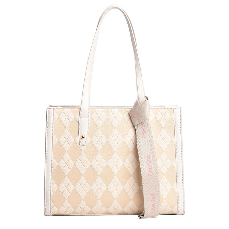 Checkerboard Rhombus Shoulder Bag New Spring Tote Bag Fashion Underarm Large Bag Casual Large Capacity Handbag-AURA REGALIA 