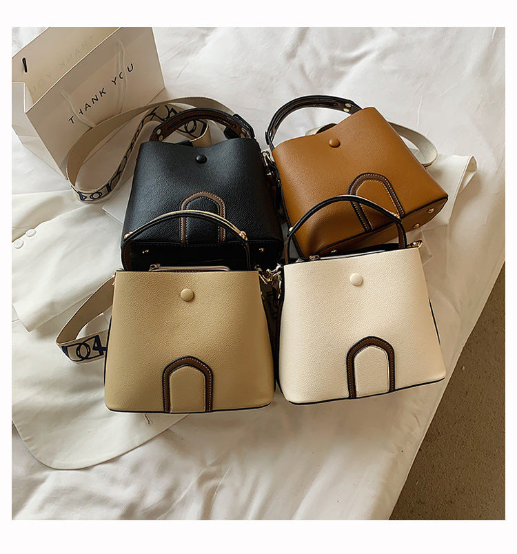 Women's Bag New Spring Simple Bucket Bag PU Casual Bag Handbag Single Shoulder Messenger Bag-AURA REGALIA 
