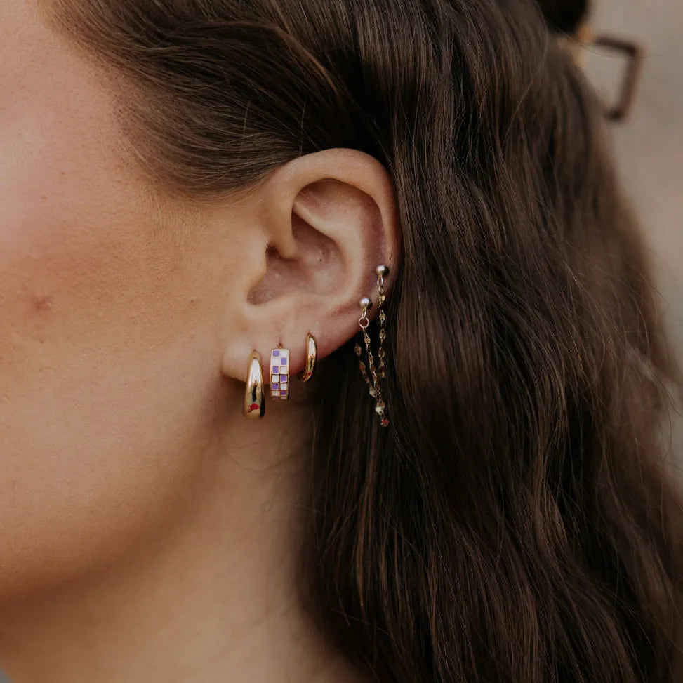 Purple & White Checkered Hoops *LIMITED EDITION*-AURA REGALIA 