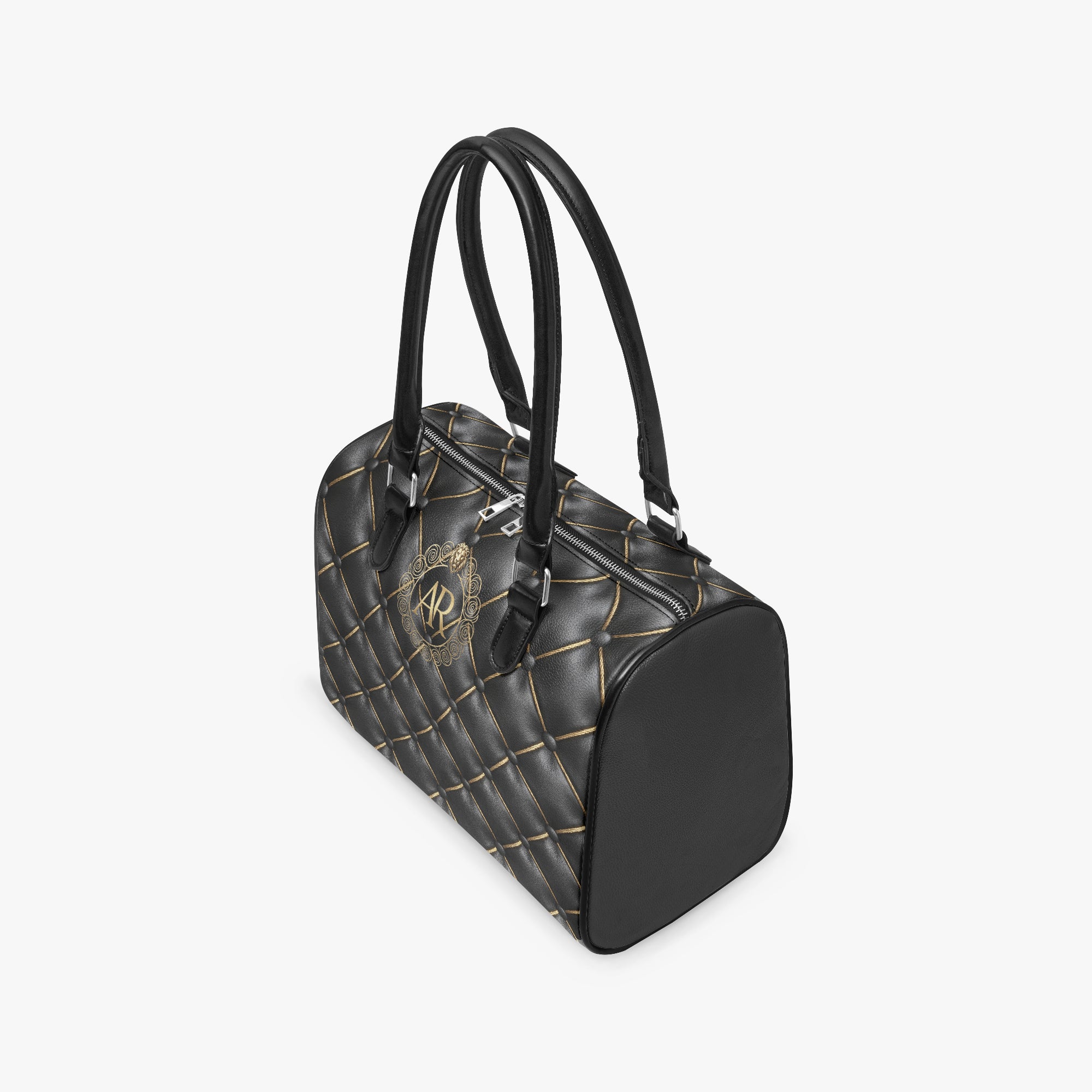 Noir Quilted Faux Leather Satchel – Art Deco-AURA REGALIA 
