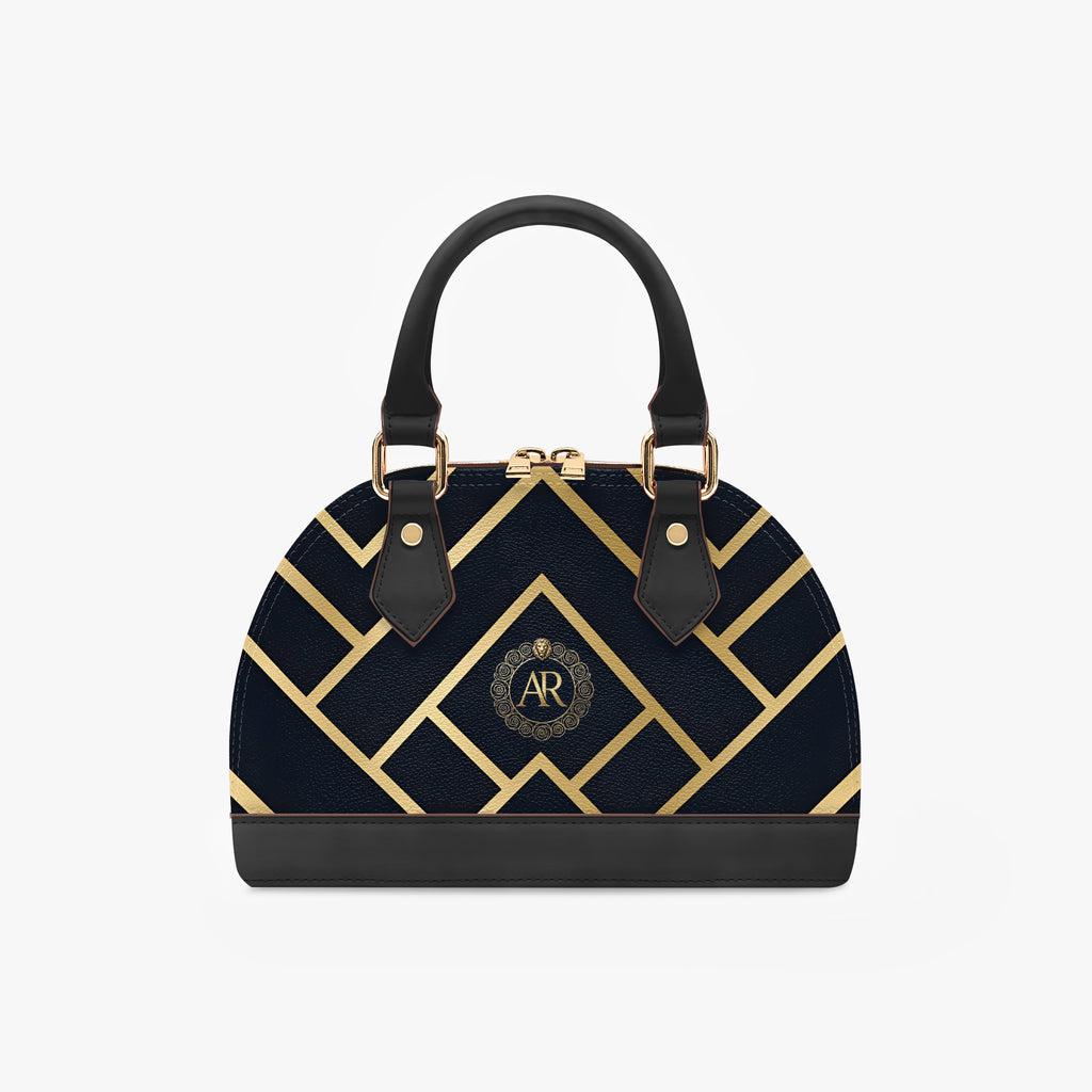 Noir Chevron Dome Satchel Handbag – Art Deco Capsule-AURA REGALIA 