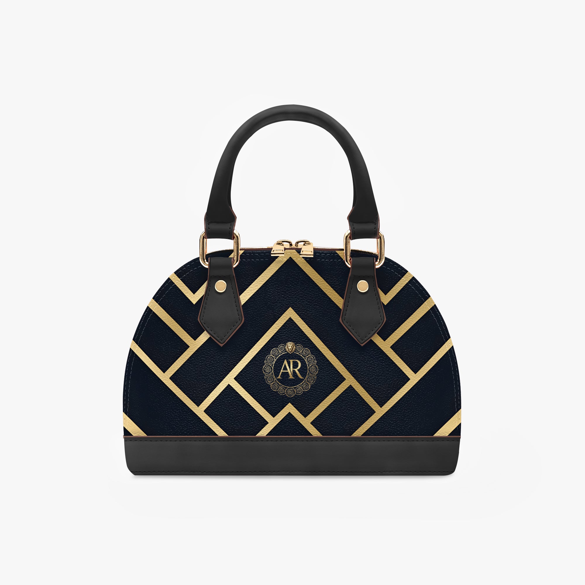 Noir Chevron Dome Satchel Handbag – Art Deco Capsule-AURA REGALIA 