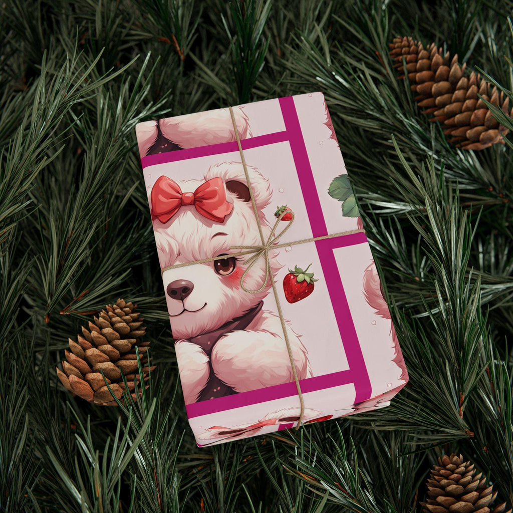 Strawberry Kitten Wrapping Paper | Nostalgic Cat Gift Wrap