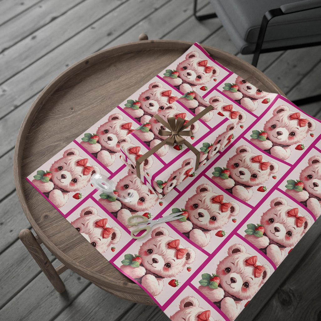 Strawberry Kitten Wrapping Paper | Nostalgic Cat Gift Wrap