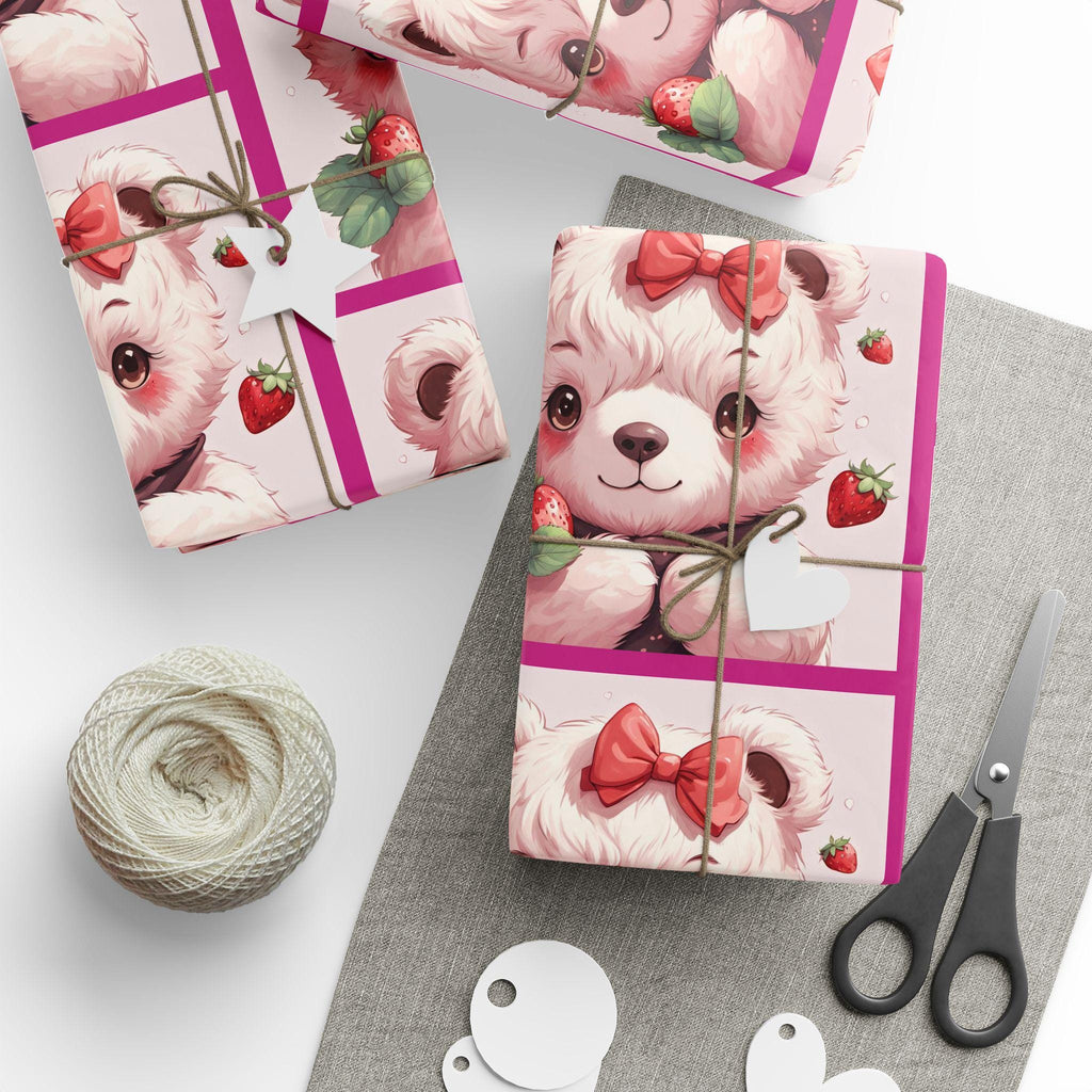 Strawberry Kitten Wrapping Paper | Nostalgic Cat Gift Wrap