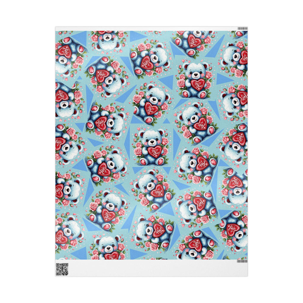 Teddy Bear & Roses Wrapping Paper | Valentine's Day Gift Wrap