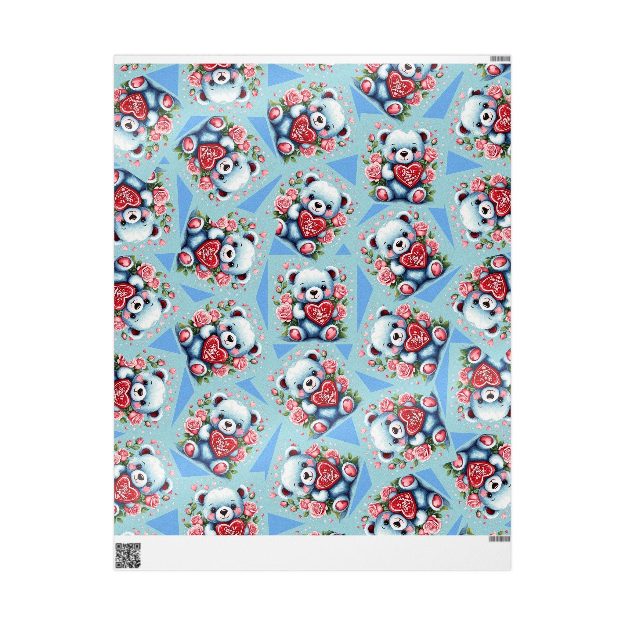 Teddy Bear & Roses Wrapping Paper | Valentine's Day Gift Wrap