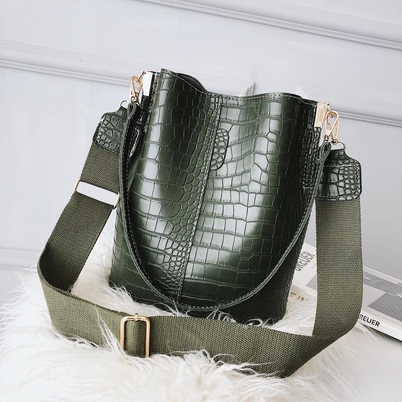 Ansloth Crocodile Crossbody Bag For Women Shoulder Bag Brand Designer Women Bags Luxury PU Leather Bag Bucket Bag Handbag HPS405-AURA REGALIA 