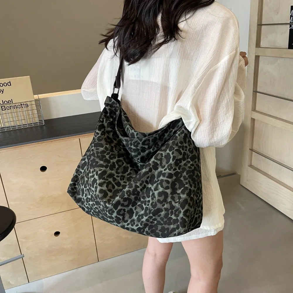 Leopard Adjustable Strap Tote Bag-AURA REGALIA 