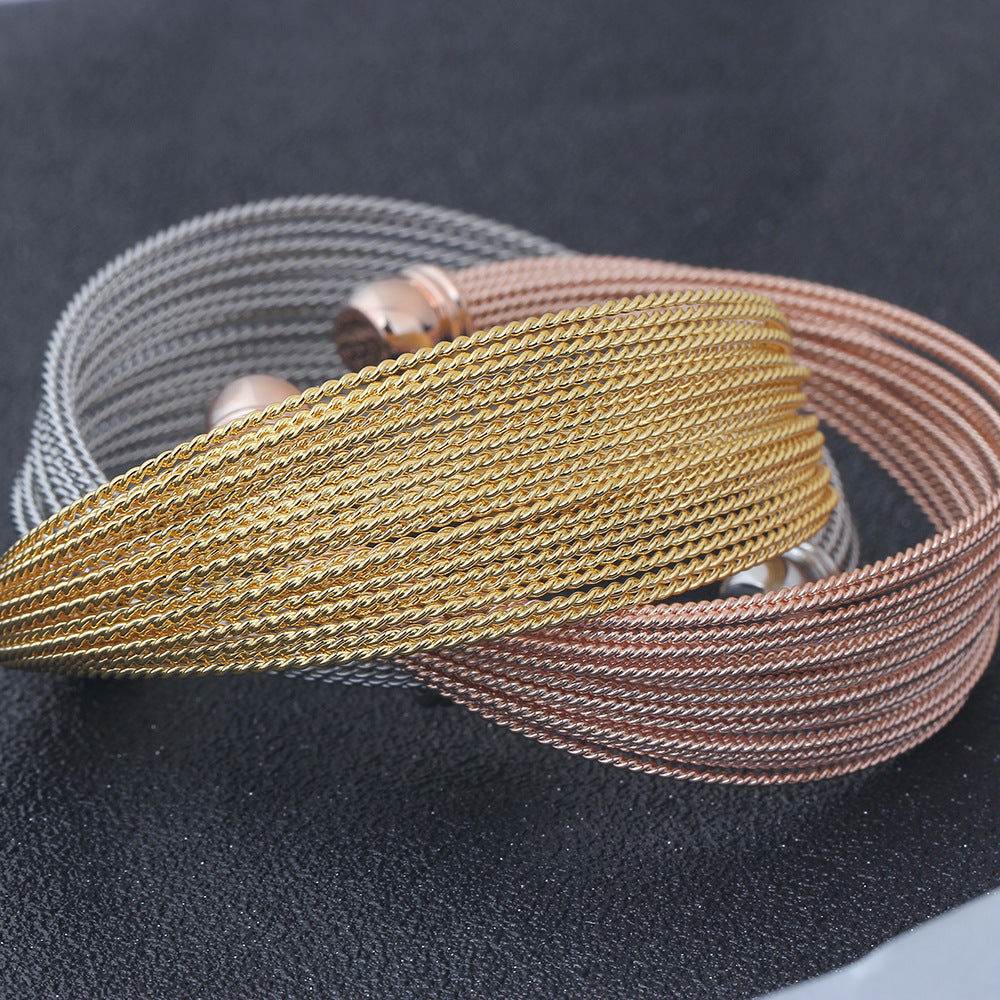 Stainless steel strand combination opening bracelet-AURA REGALIA 