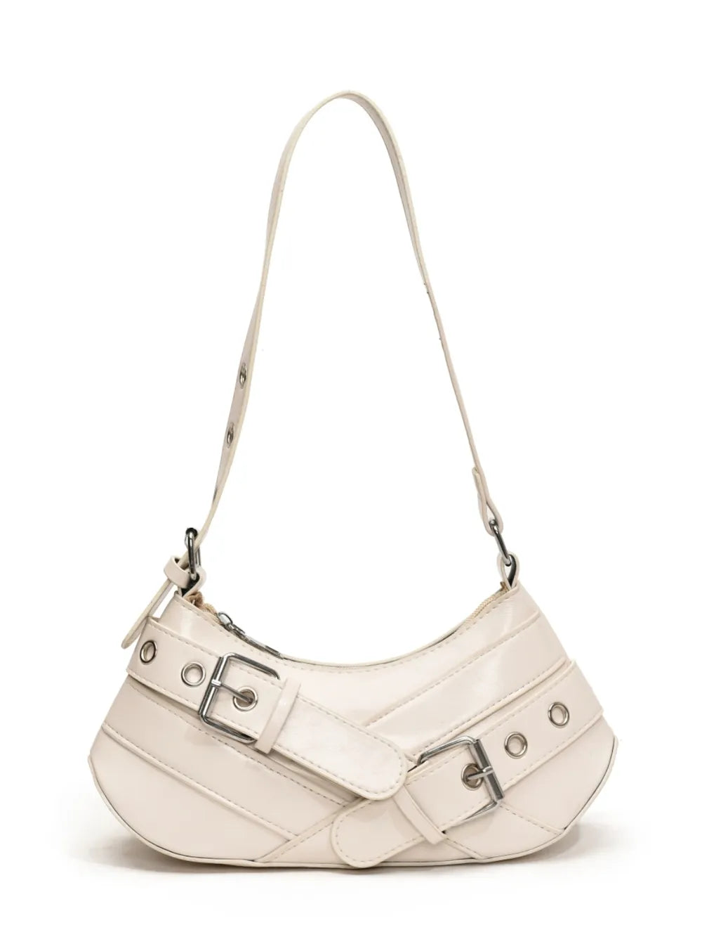 PU Leather Buckle Shoulder Bag-AURA REGALIA 