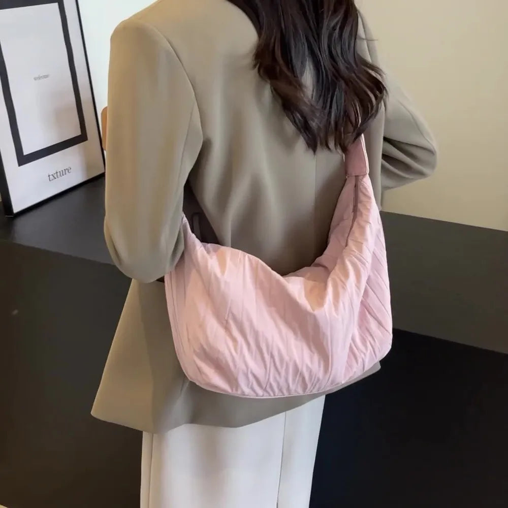 Pleated Dumpling Crossbody Bag-AURA REGALIA 