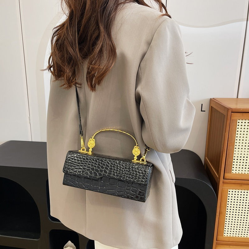 Lacquer leather portable mailman bag versatile shoulder bag-AURA REGALIA 