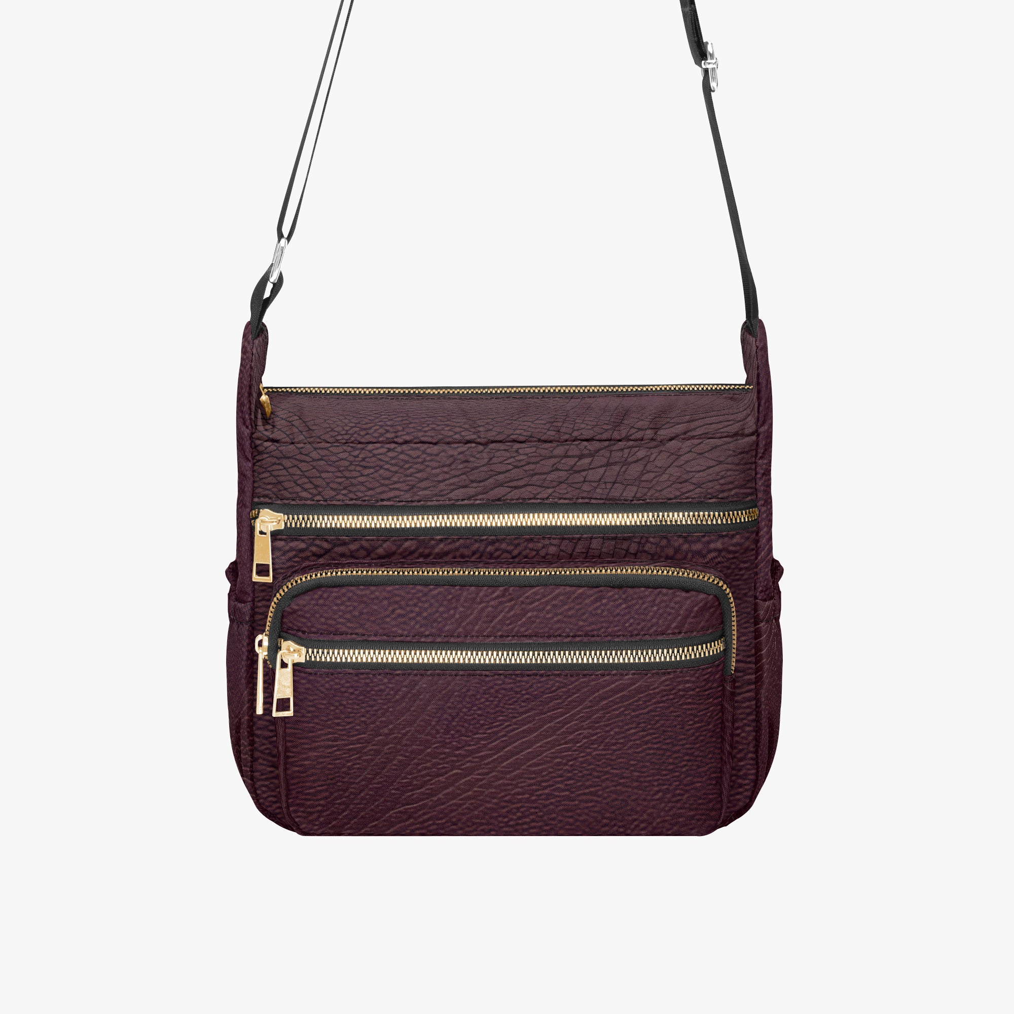 Dark Cherry Multi-pocket Crossbody Bag | Aura Regalia-AURA REGALIA 