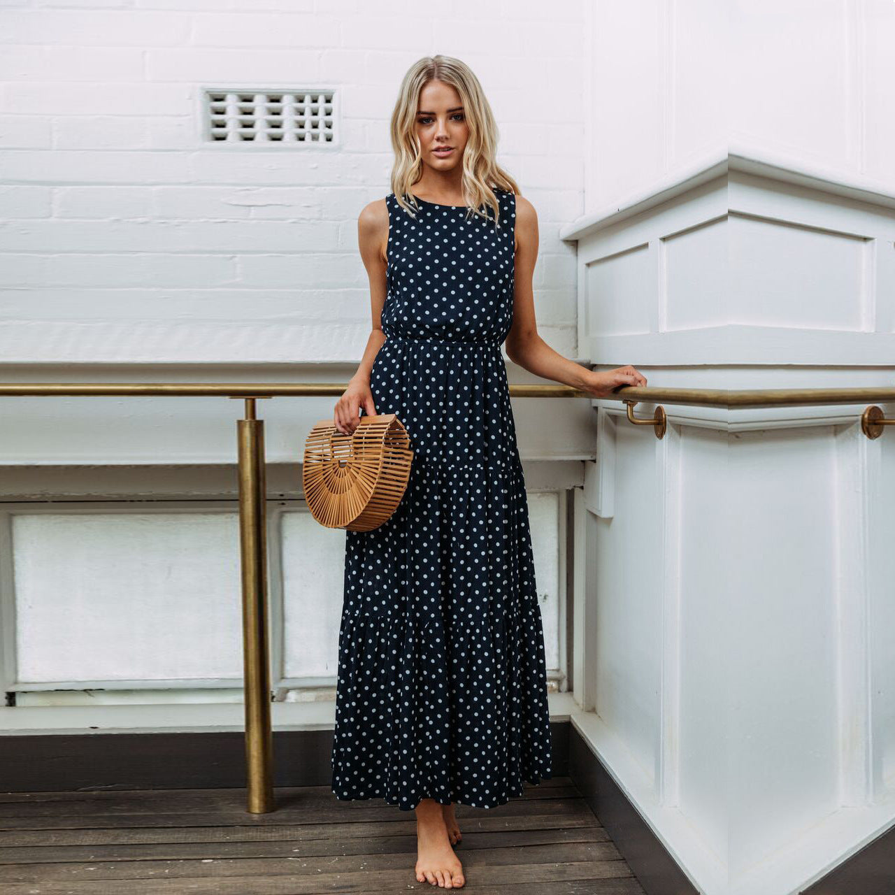 Explosion polka dot button jumpsuit-AURA REGALIA 