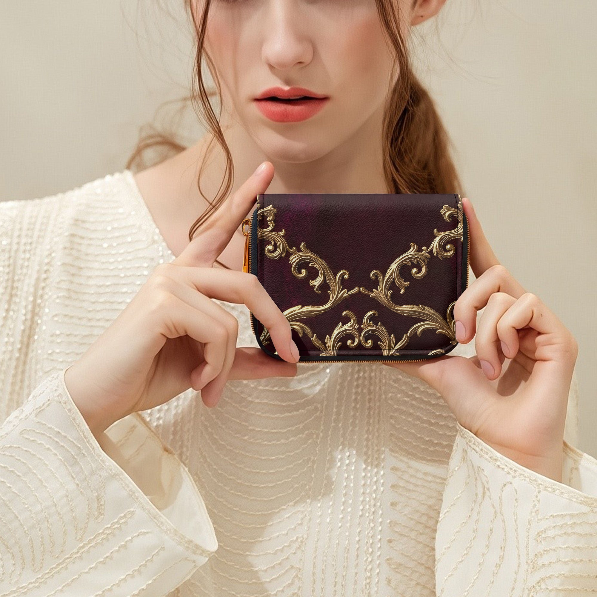 Marie Antoinette Bifold Zipper Wallet | Aura Regalia-AURA REGALIA 