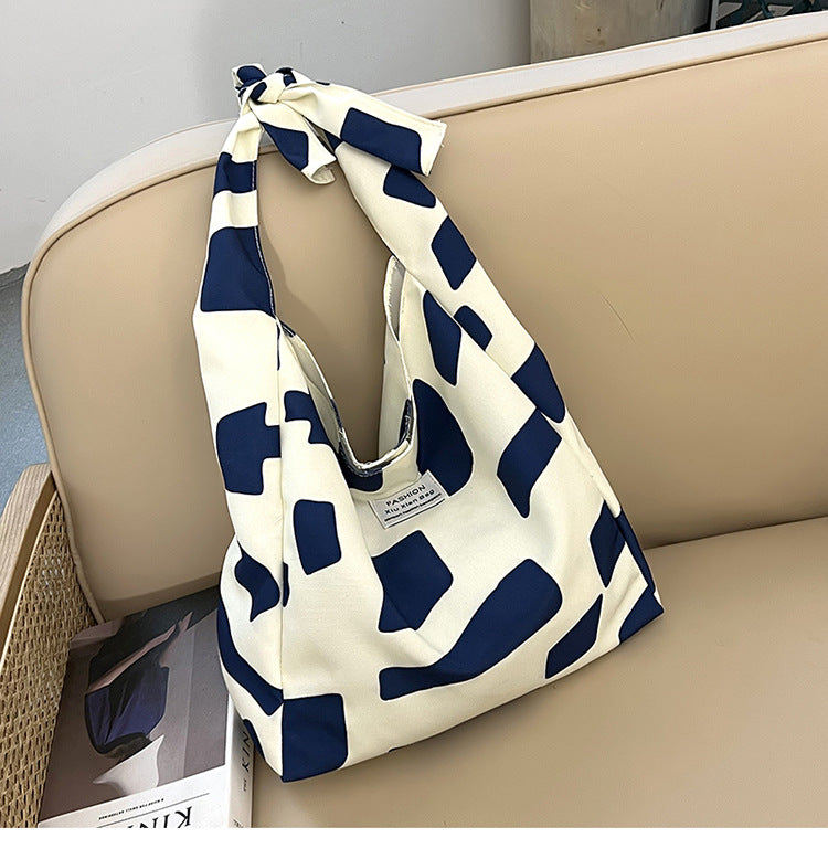 Canvas Large Capacity Bag Women's New Fashion Square Tote Bag Lazy Style College Student Class Shoulder Bag