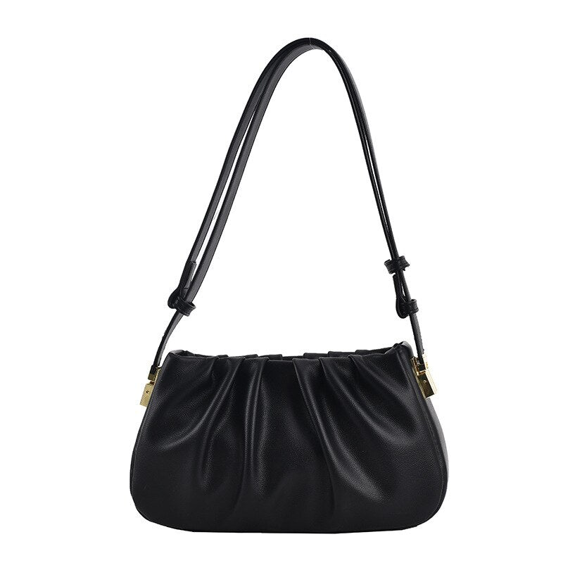 Vintage Cloud Women Shoulder Bag PU Leather Crossbody Bags New Autumn Winter Female Under Arm Bag Fashion Solid Purse Bags